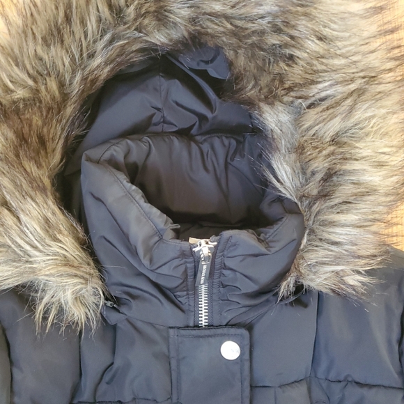 Michael kors Winter  fur hoodie Belted puffer black,silver  heavy jacket SZ L - Picture 10 of 10